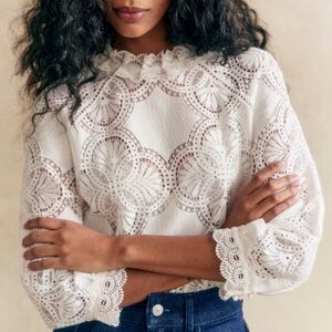 Sézane BIANCA Lace blouse in ECRU